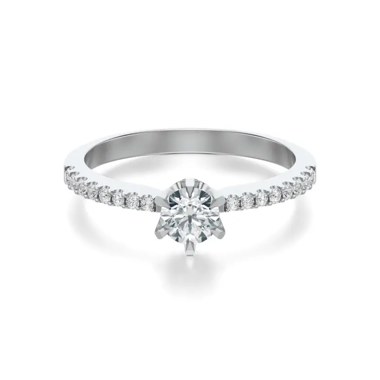 Pierścionek białe złoto z diamentami